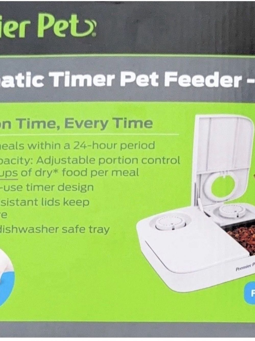 Premier Pet Automatic Timer Pet Feeder 2 Meal 24HR Tamper Resistant Cat Dog Dish
